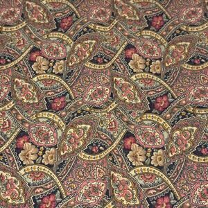 Vintage Pink and Yellow Flower Paisley Motif Cotton Fabric Print - 1/2 Yard